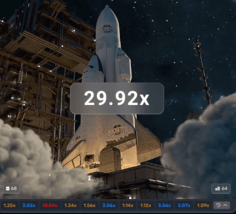 Rocketon main game window showing rocket trajectory and live multiplier